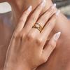 Youthway Minimalist Square Zirconia Ring Stainless Steel 18K Gold Color Stackable Band Women's Rings for Wedding Party Gifts