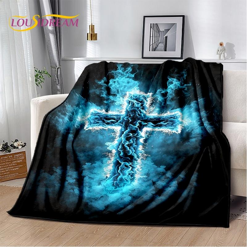 New 3D Pray Holy Bible Cross Jesus Soft Blankets,Keep Warm Throw Blanket Comfortable Blanket for Picnic Beds Sofa Home Bedroom