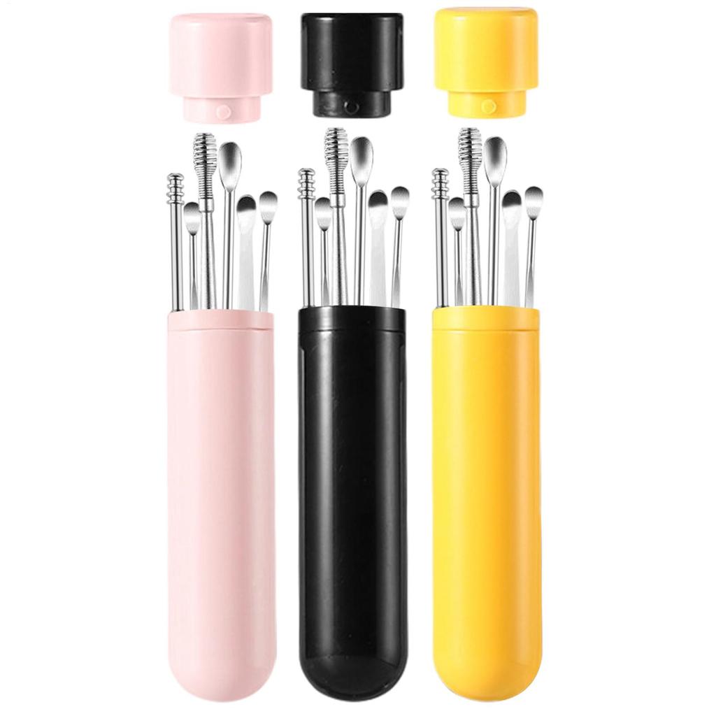 6pcs/Set Ear Wax Removal Ergonomic Handle Long Earwax Picker Ear Pick Earwax Removal Tools Earpick Sticks Curette Ear Pick Clean