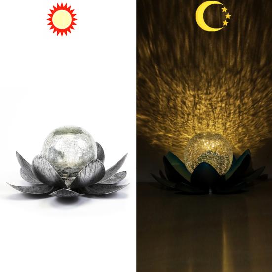 Solar Powered Lotus Light Automatic On/Off IP55 Waterproof Wireless Design Solar Garden Lamp Lawn Patio Outdoor Decoration