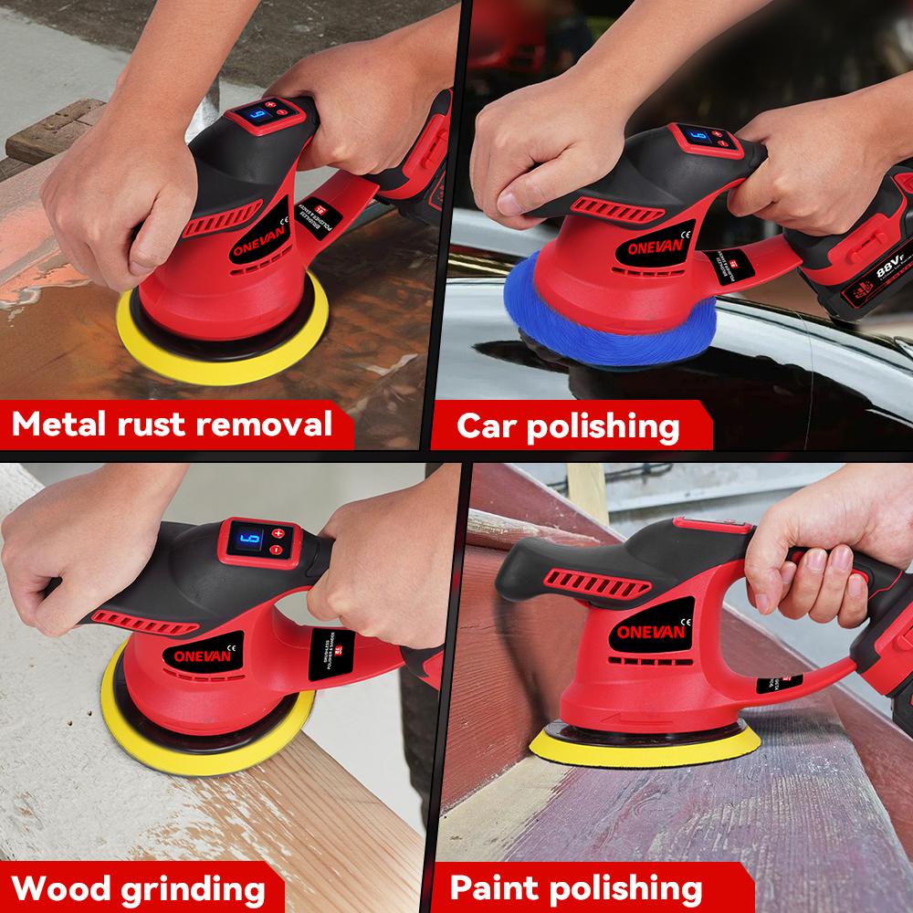 8500RPM Electric Polisher 6Gears Cordless Car Polisher Auto Electric Waxing Sanding Power Tool For 18v Battery Pin