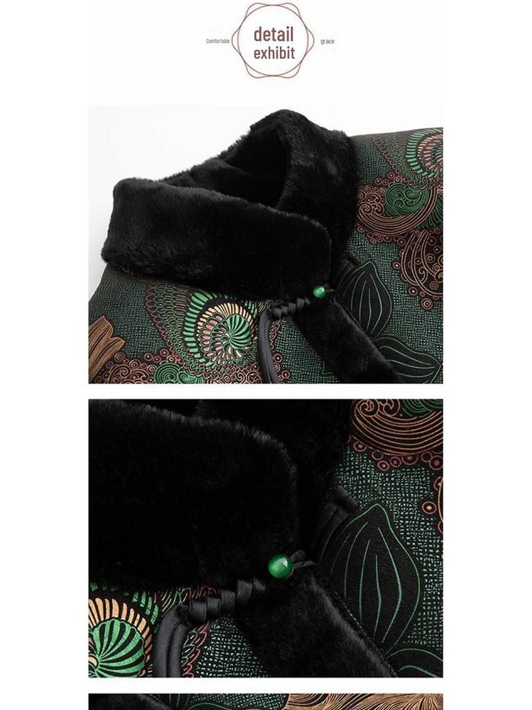 Warm Fur-Lined Cotton Coat for Middle-Aged and Elderly Women – Fashionable and Thickened for Winter