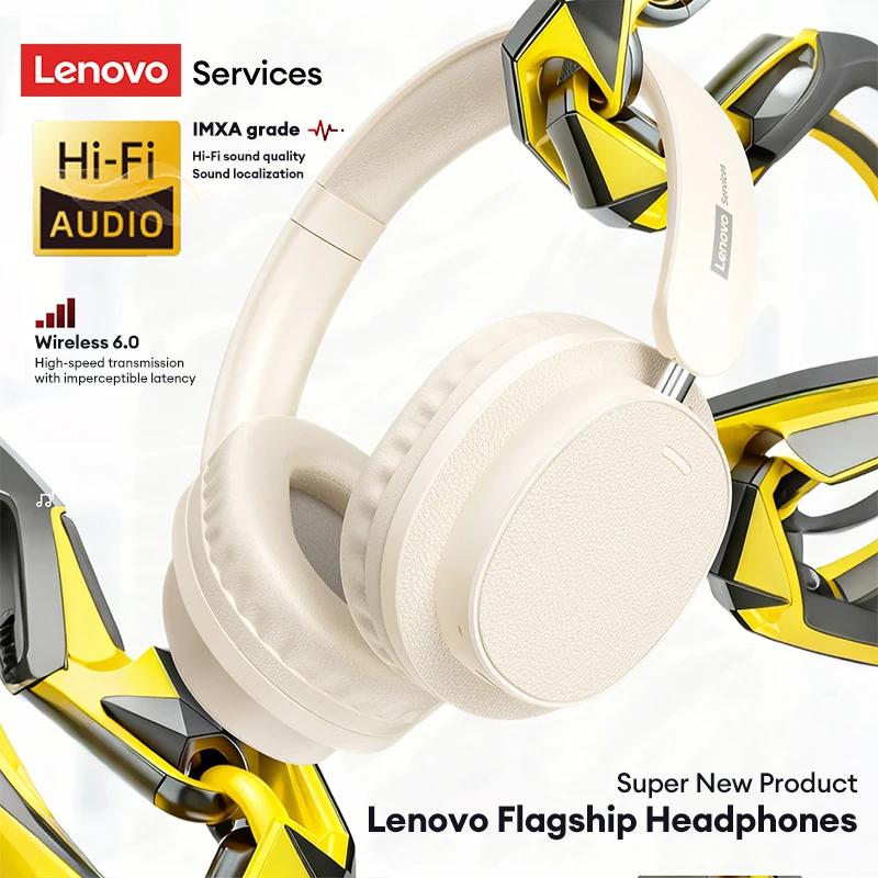Retro Lenovo LS105 Kulak Üstü Kablosuz Kulaklık Katlanabilir Spor Deri 360° Tam Sarım Kulaklık Bluetooth 6.0 HD Çağrı Kulaklıkları ENC Gürültü Azaltma