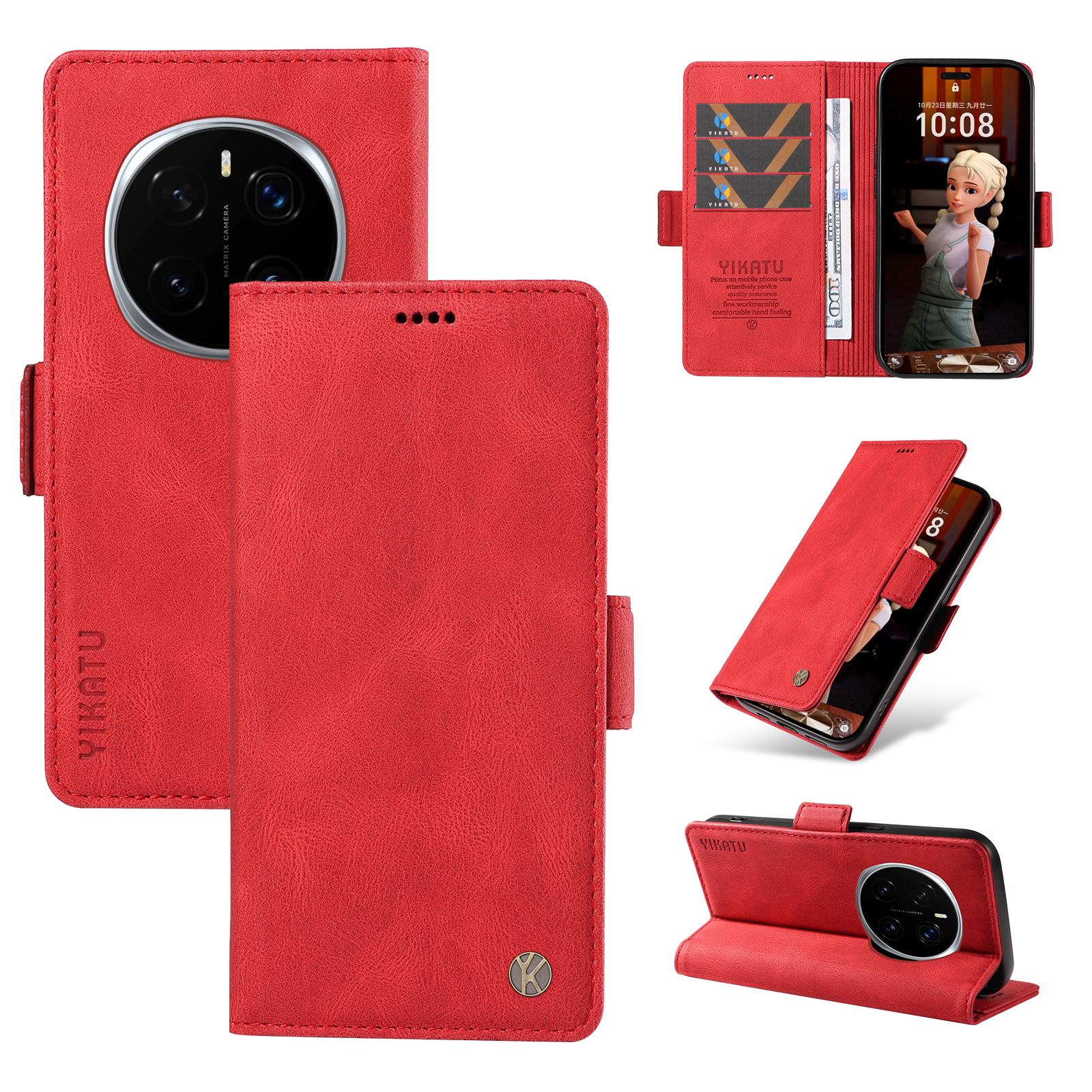 

For Honor Magic7 Pro 5G Leather Case YIKATU YK-005 Skin-touch Feeling Wallet Phone Cover Red