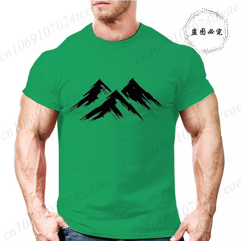 Mens Summer Casual Minimalist Mountain Print Short Sleeve TShirt Graphic Tees for Men Women Summer Tops Oversized Vintage Tees