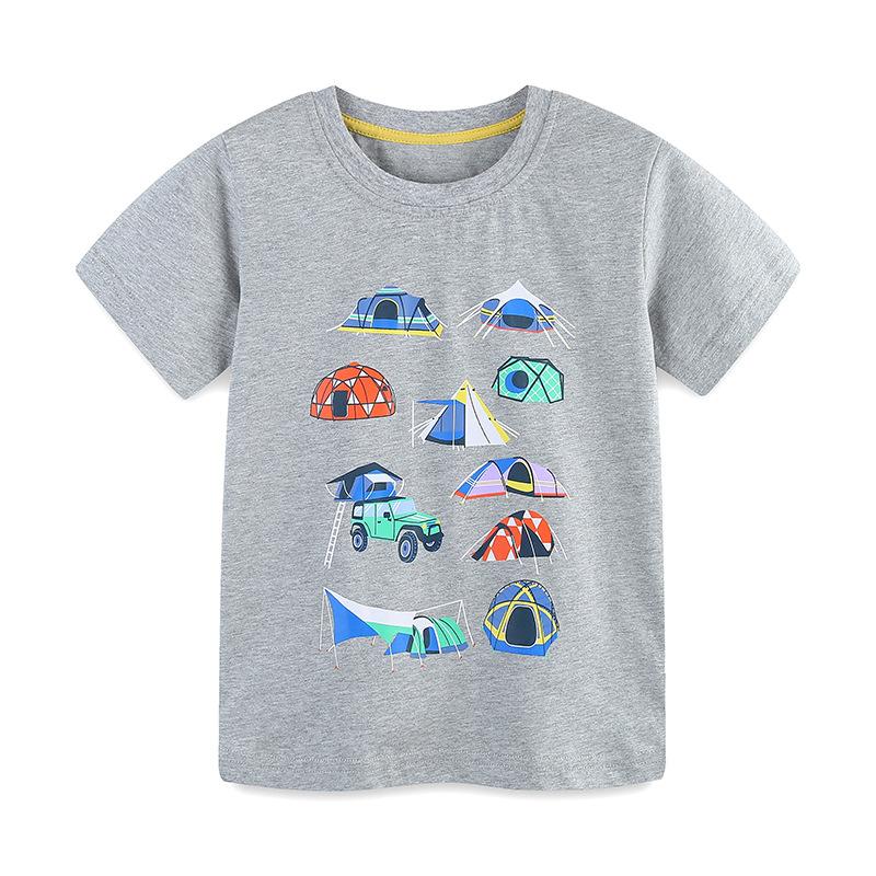 

Children s Short-Sleeved T-Shirt Summer Car Print Boys T-Shirt Knitted Cotton Crew Neck Children s Sweatshirt 7Y(125cm)