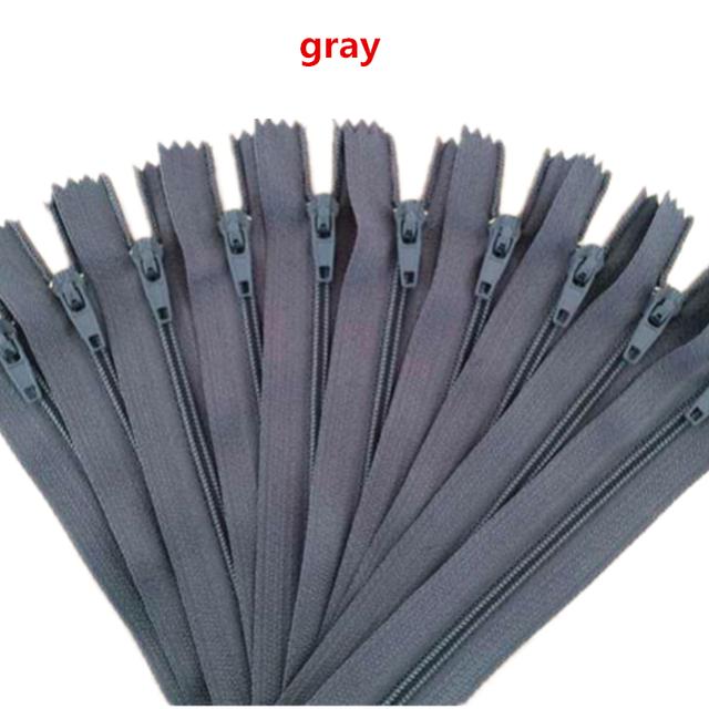 

10 шт. 3 #10 см/15 см/18 см/20 см/25 см/30 см/35 см/40 см/50 см/55 см/60 см нейлоновые спиральные молнии для портного, канализации, ремесла, 20 цветов 25cm серый