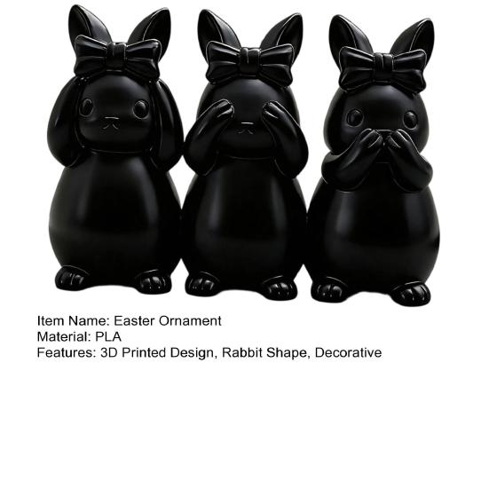 Easter Ornament, One-piece Molded Bunny Figure, 3D Printed Rabbit Design Decorative Figurine for Living Room Bedroom Holiday Decor