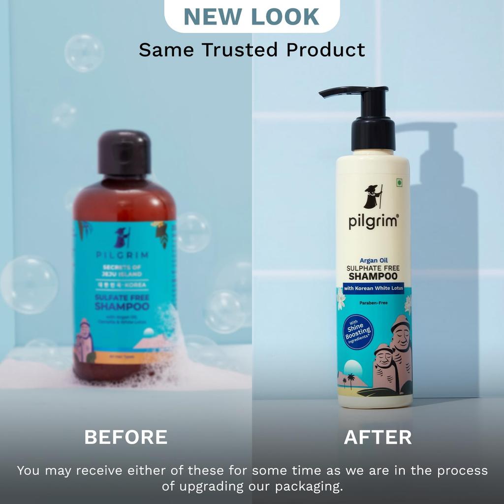 Pilgrim Mild Sulphate Free Shampoo with Argan Oil for Dry Frizzy Hair, Men and Women, 200 Ml Pack