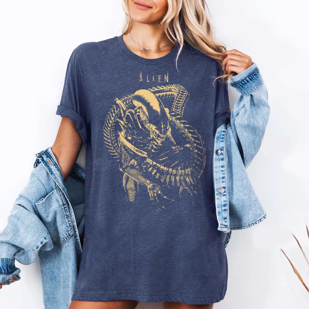 Alien Xenomorph Horror Shirt Alien Movie Fan Merch Clothing Graphic Short Sleeve Shirt Unisex Unisex Women AllSeason S