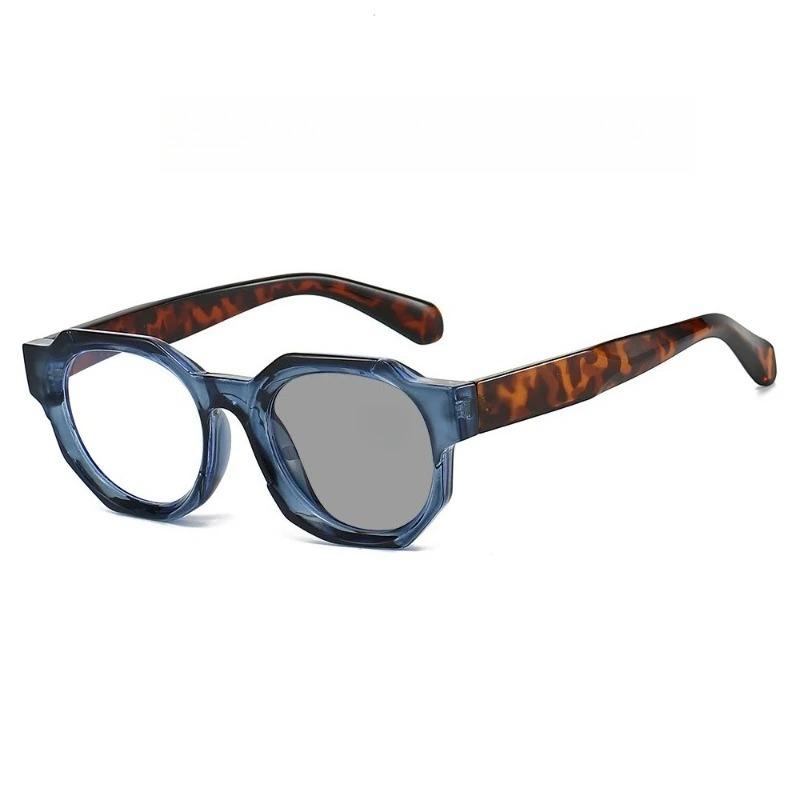New Photochromic Anti-Blue Light Presbyopia Glasses Unisex Stylish Polygonal Frame High-Definition Reading Eyewear 0 To +4.0
