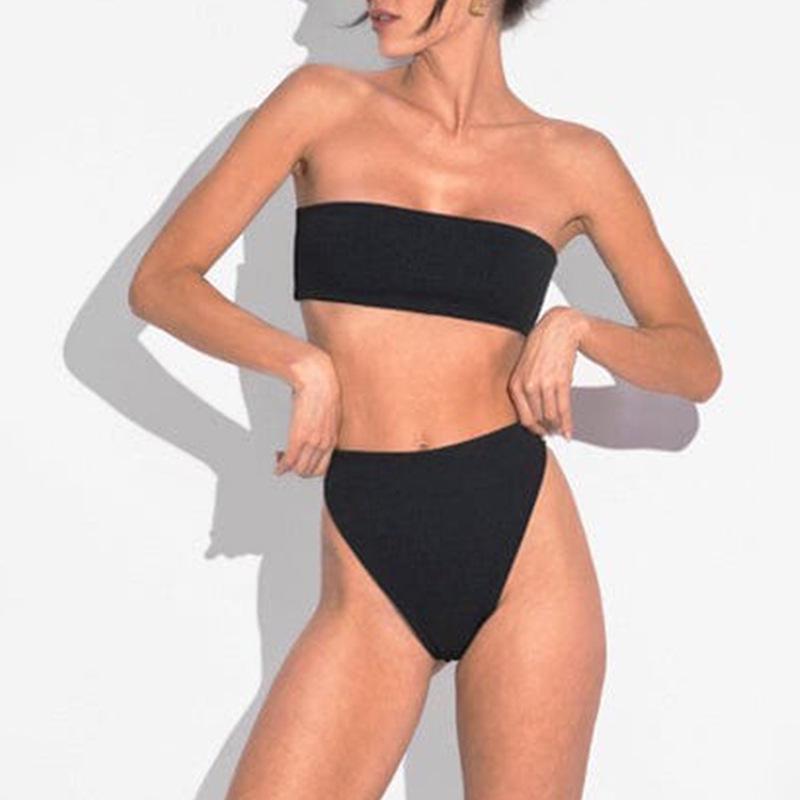 

Sexy Strapless Solid Color Bikini - Hot-Selling Two-Piece Swimsuit Women M красный