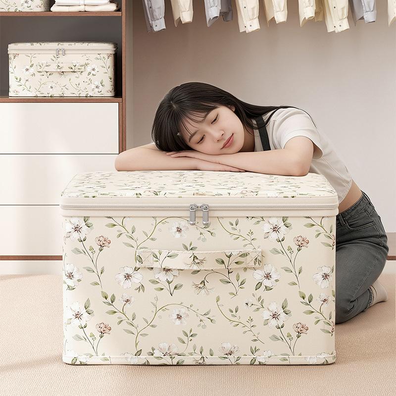 Große Aufbewahrungsbox aus Oxford-Gewebe mit verstärktem Griff, platzsparender Organizer für Bettwäsche, faltbar mit stabilem Reißverschluss M-16L 38x25.5x16cm gray
