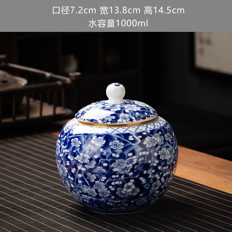 Blue and White Ceramic Sealed Jar Candy Coffee Storage General Jar Household Moisture-proof Tea Jars Tea Packaging Jars Tea Box