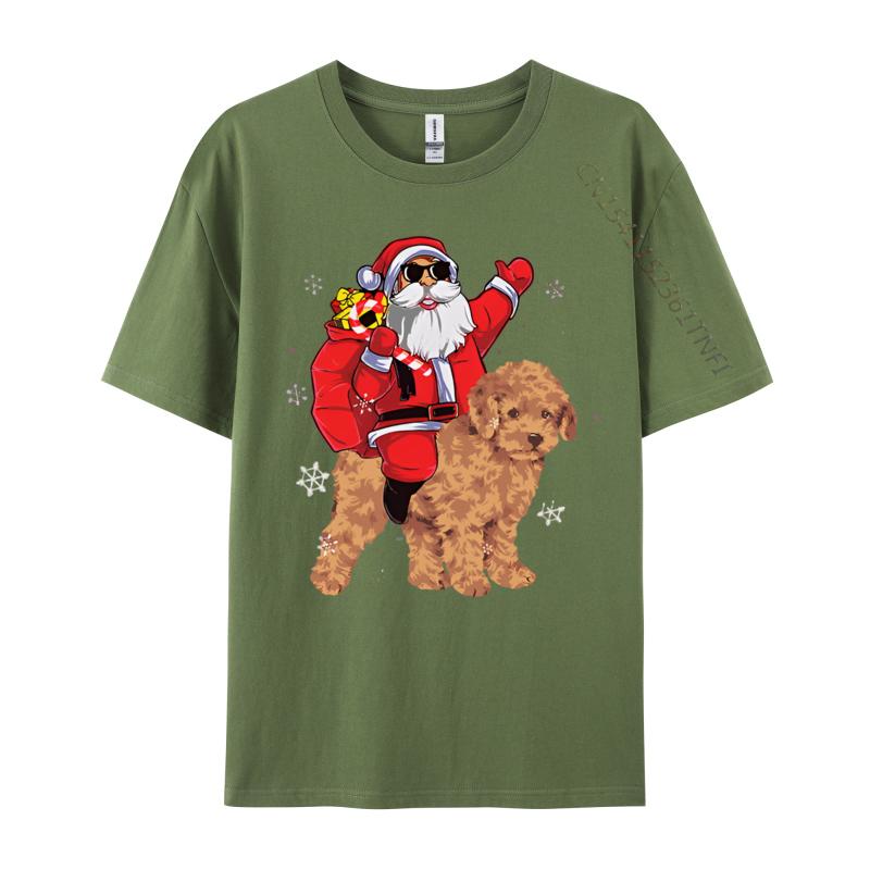 Santa Claus Ride Poodle Dog Christmas Tshirt Student TShirts Unisex Vintage Tee Shirts High Quality Xs Graphic T Shirts
