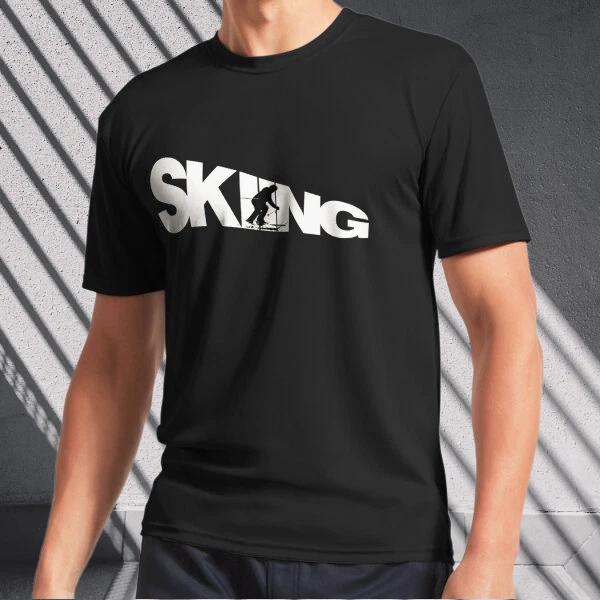 Men s and Women s T-shirts White Skiing Text with M