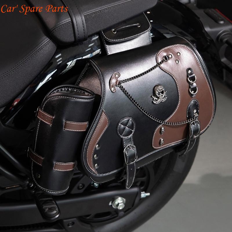 

Y4UA Motorcycle Tool Bag Travel Luggage Storage Bag Universal Side Bag Saddlebag Motorbike Retro Punk Saddlebag China Mainland