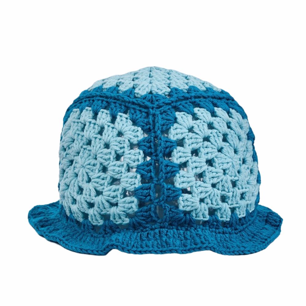 Sunflower Patterned Fisherman Hat Lotus Leaf Edge Handmade Knit Hat Autumn Winter Outings