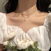 Jemné perlové květinové mašličkové choker náhrdelníky Dlouhý řetízek s přívěskem perlového srdce ve zlatém tónu Náhrdelníky s přívěskem mince Pro stylové šperky Ženy Elegantní Květinové náhrdelníky