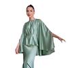 Französisches leichtes Luxus-Satin-Drapierkleid Sommer hohe Taille langer lockerer Taillen-Hüftrock