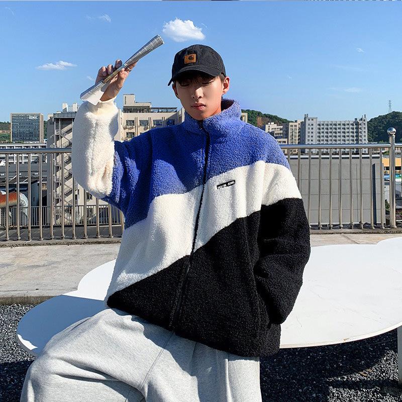 Men's High-Collar Japanese Lambskin Fleece Jacket - Autumn/Winter