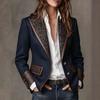 French Vintage Contrast Color Blazer Collar Wool Coat Elegant Thick Winter Womens Outerwear