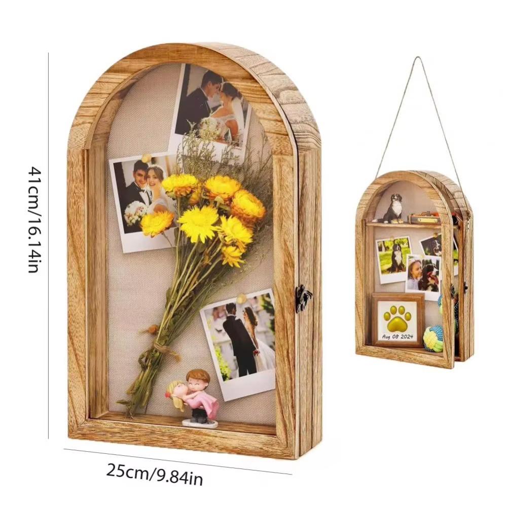 Wooden Photo Frame Display Box Hanging Keepsake Display Box Picture Frame Shadow Box Dried Flowers