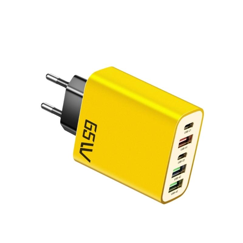 MultiPort PD65W Fast Charger Block 5V3A Power Delivery Compactly Wall Charging Plugs With 2 USB C 3 USB A Ports