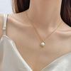 OPK Titanium Steel Fashion Pendant Pearl Necklace