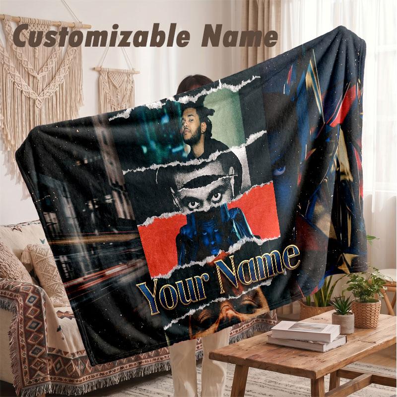 Custom Name Flannel Blanket,The Weeknd Lightweight Warm Bed Blanket For Couch & Holiday Gift