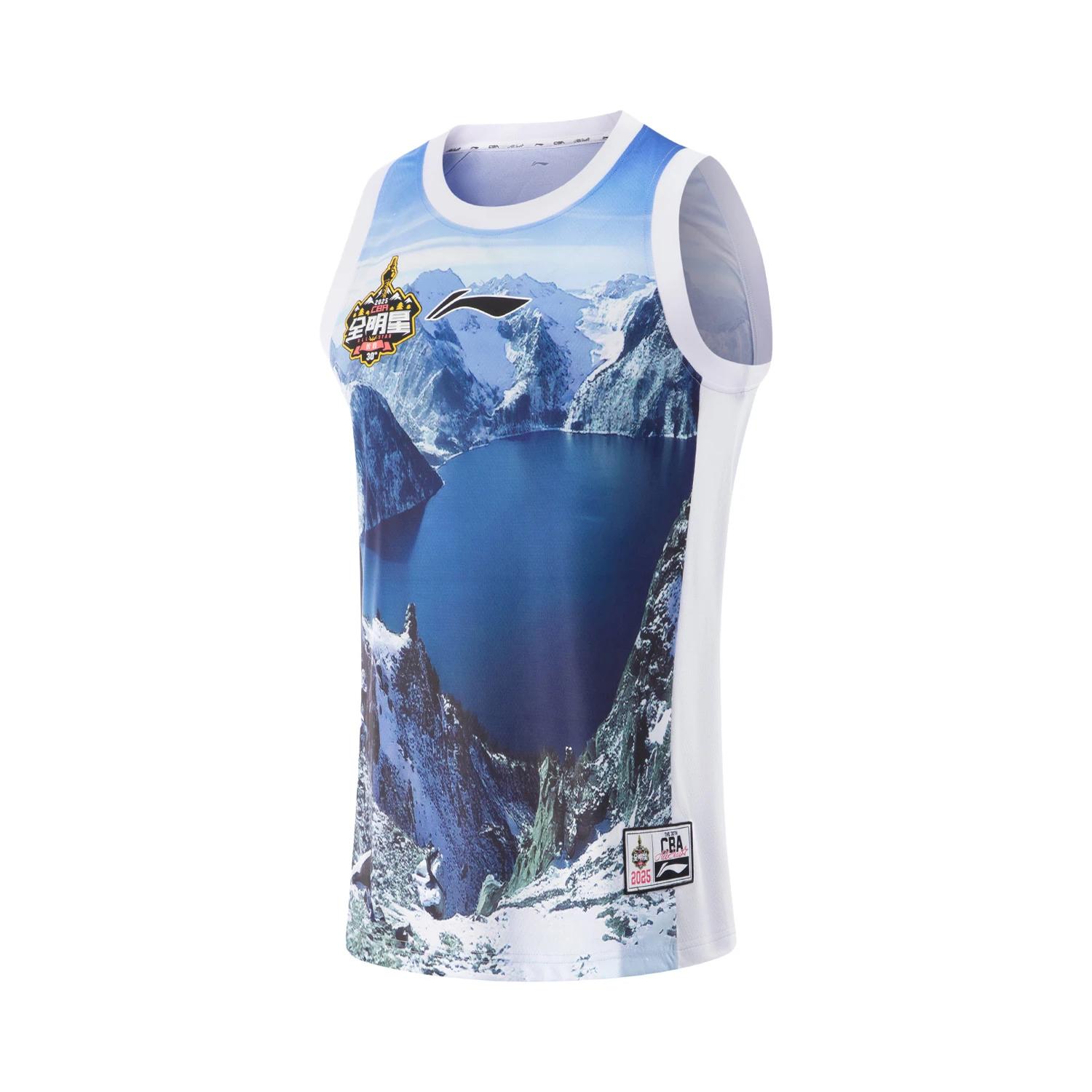 Li Ning Серия CBA Баскетбольная Простая Универсальная Круглый вырез Спортивная Дышащая Быстросохнущая Баскетбольная Майка Мужские Топы Стандартный-Белый AAYV215-2 M