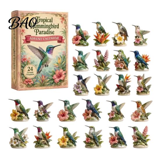 Feiertags-Countdown-Kalender 2026 Kolibri Adventskalender, 24-teiliges Acryl-Schmuckset mit Vogel-Figur, Countdown für Kinder-Weihnachtsgeschenke, Baumbehang