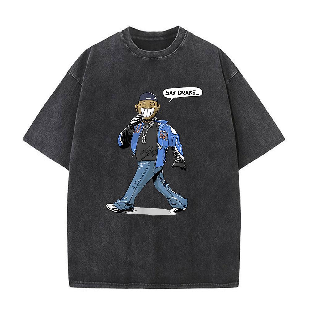 Washed Vintage Kendrick Lamar Say Drake Funny Meme T Shirts Men's Women Fashion Hip Hop Oversized T Shirt Summer Cotton T-shirts