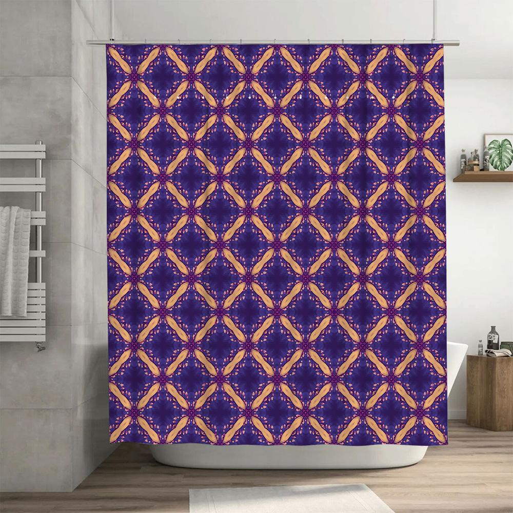 Kaleidoscope Shower Curtain Purple Yellow Pattern Bathroom Decor Waterproof Fabric Shower Panels Home Accessories Customizable S