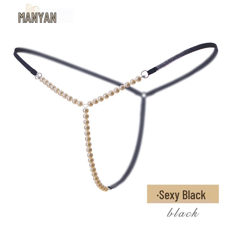 Elegant Sheer Pearl-Accent T-Back Thong Lingerie for Women