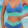 2026 New Sexy Two-Piece Bikini Swimsuit High Waist Color Block Striping Crossbody Women's Swimwear Fashionable Beachwear
