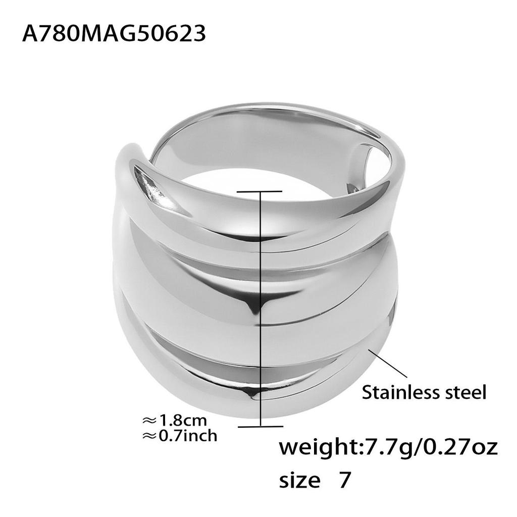Qiong Yao 18K Gold Irregular Open Ring Set - Stylish Stainless Steel Finger Rings