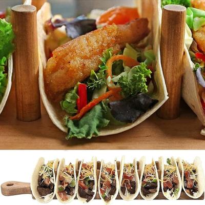 1/2 Adet Ahşap Taco Tutucu Standı 8 Taco Burrito Taco Kabuk Tutucu Meksika Ruloları Krep Standı Tepsi Mutfak Aksesuarı