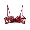Conjunto de Sujetador Sexy para Mujer Francés, Conjunto de Lencería de Encaje Suave con Aro y Copas de Oreja de Conejo, Conjunto de Sujetador Reductor para Pecho Grande