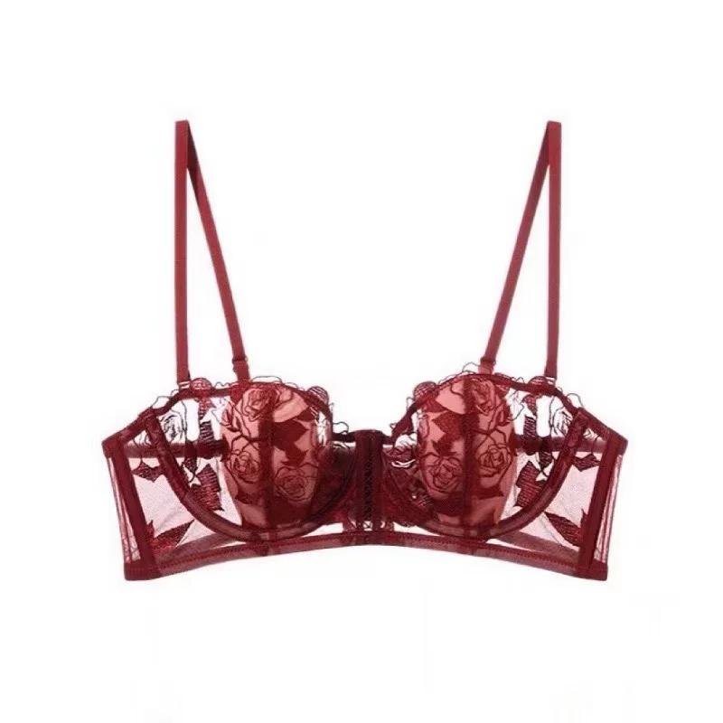 Conjunto de Sujetador Sexy para Mujer Francés, Conjunto de Lencería de Encaje Suave con Aro y Copas de Oreja de Conejo, Conjunto de Sujetador Reductor para Pecho Grande