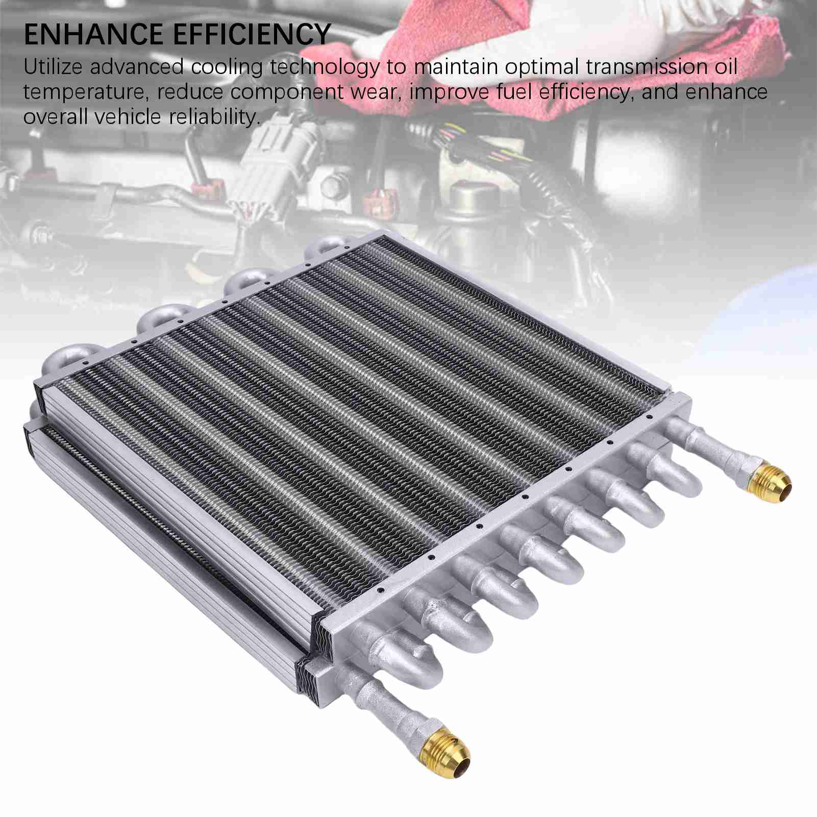 

12-дюймовый радиатор охлаждения трансмиссии 16 рядов 8AN трубка и ребро радиатор трансмиссии масляный радиатор T6061