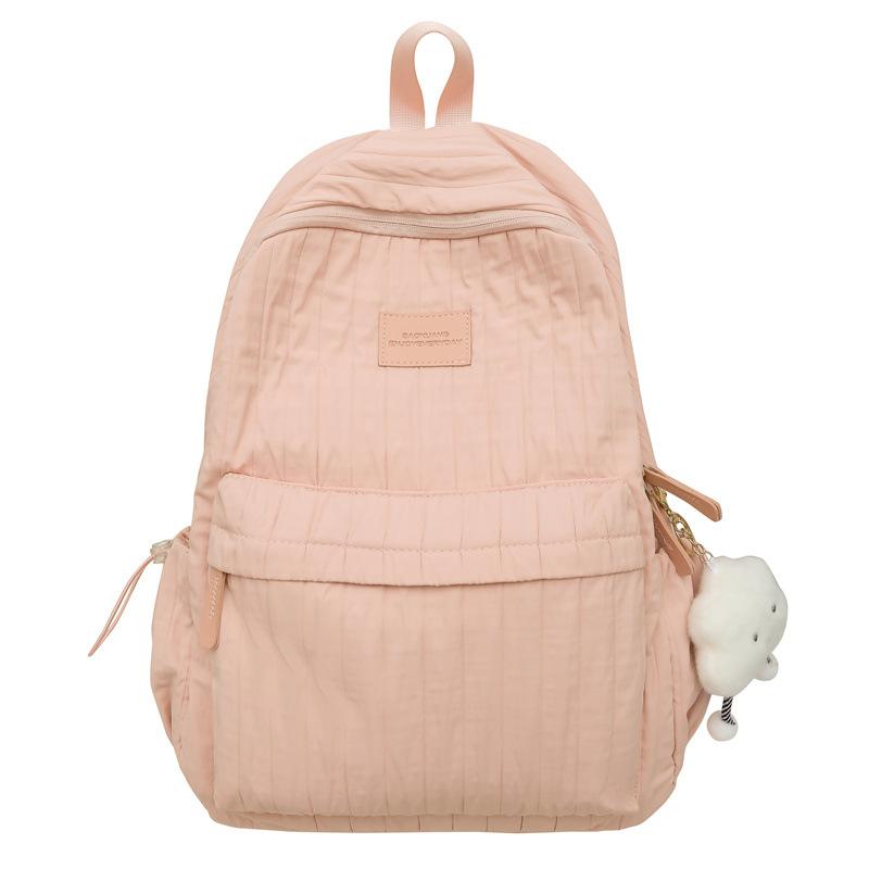 Large Capacity Solid Color Lightweight Elementary School Student Backpack High Value Girl Versatile Backpack