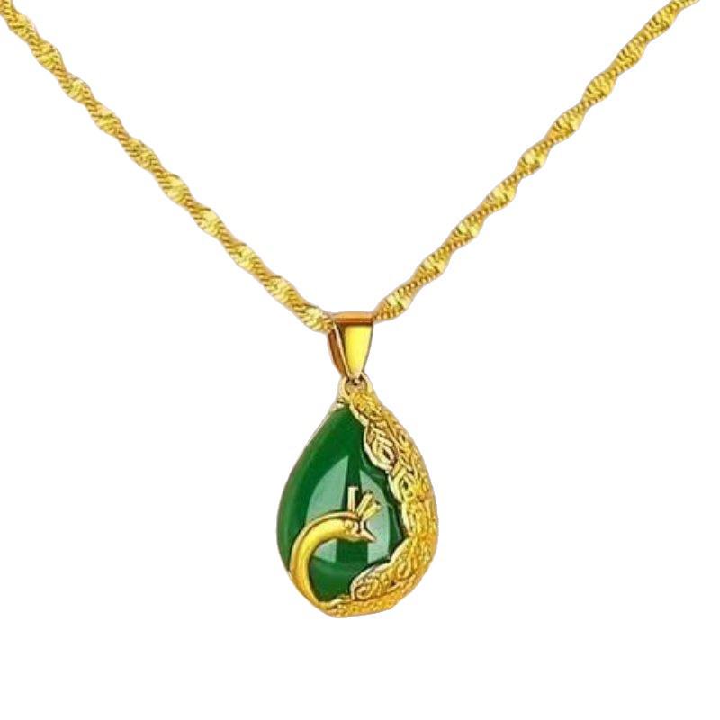 Phoenix Green Water Wave Pendant: Unisex Alloy Ornament for Safe Passage