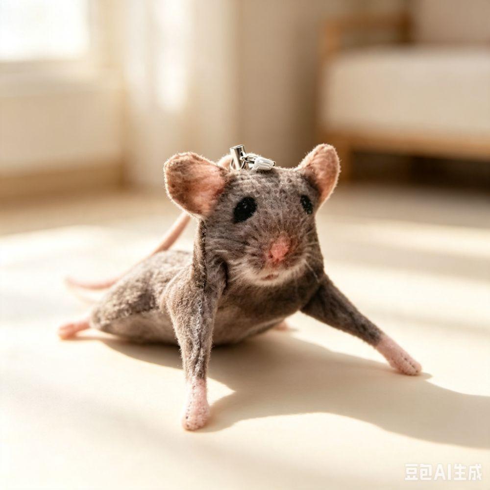 Bendable Mouse Keychain Wire Frame Mouse Doll Novelty Rat Plush Pendant Kids Toy