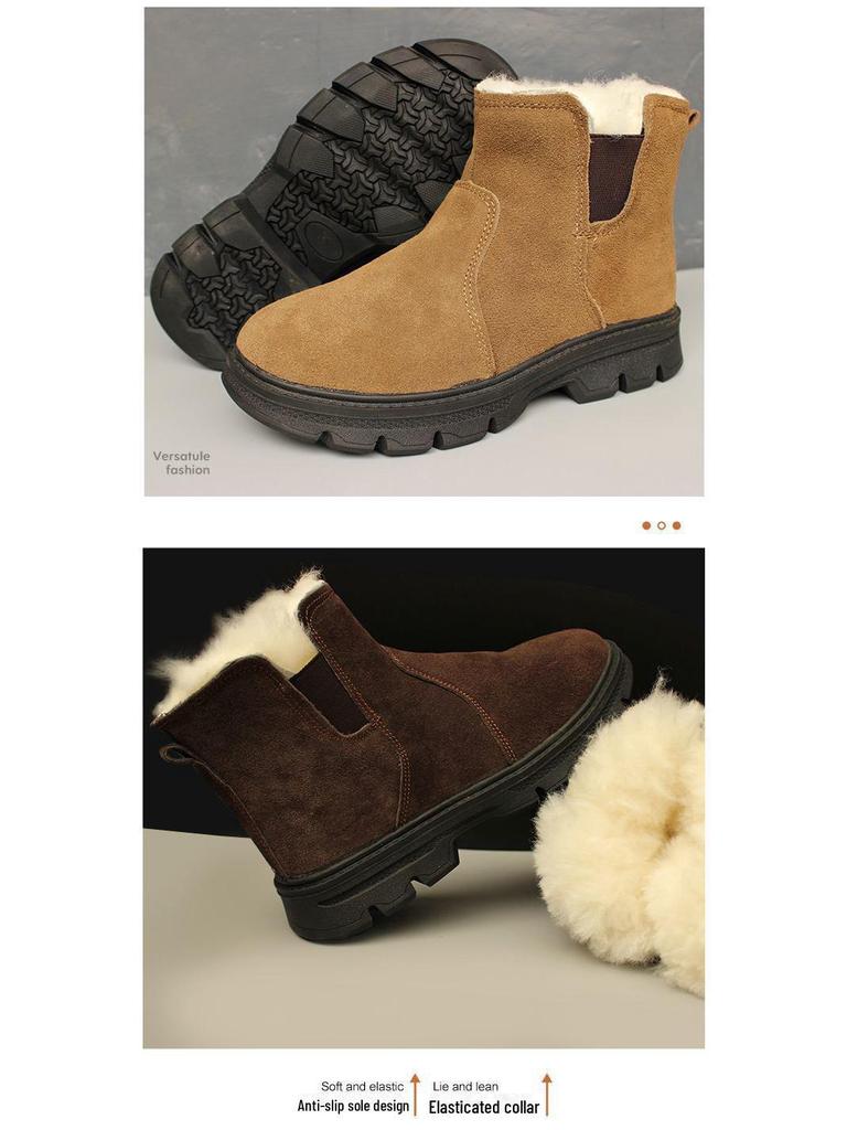 Ghete de zăpadă Martin groase, căptușite cu blană din nord-est, cu fermoar înalt, antiderapante, mărimea 40