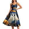 Women's Fashion Casual Sleeveless Round Neck Halloween Print Dress for Party and Daily Wear