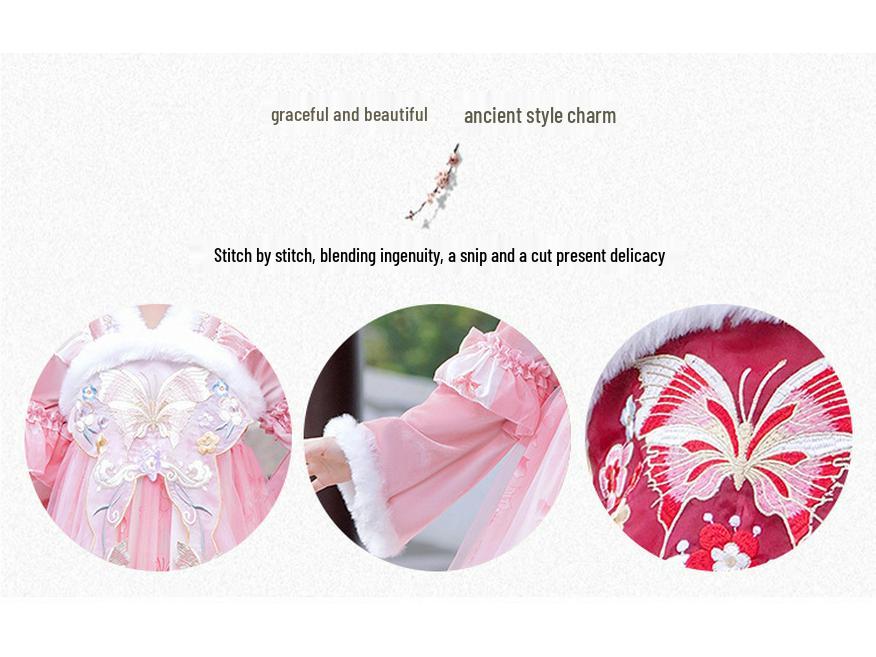 Dziewczęce zimowe Hanfu 2025: Aksamitna Spódnica Tang - Starochiński Styl dla Dzieci