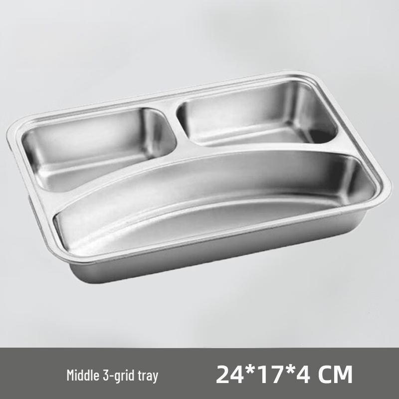 WUHE Stainless Steel 3-Compartment Divided Dinner Plate