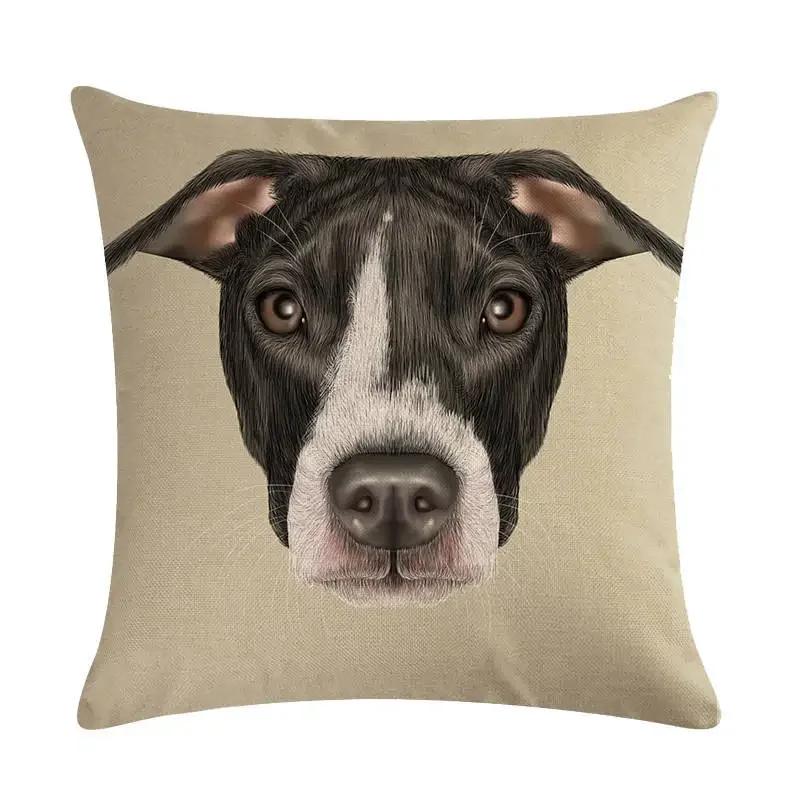 Cute Dog Cushion Cover Cartoon Pet Linen Pillow Cover Office Sofa Home Decoration Pillow Cover 45*45Cm
