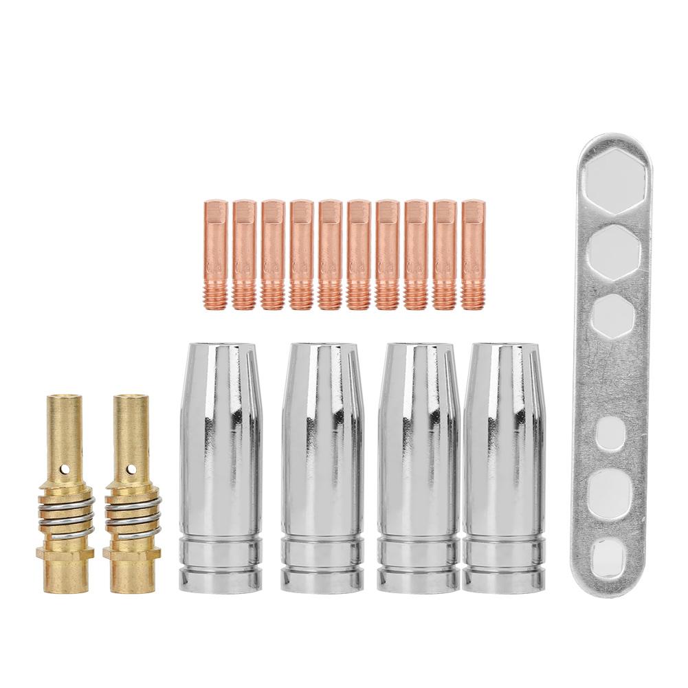 

17 шт. MB 15AK MIG Сварочная горелка Аксессуары Держатель контактного наконечника Коническое сопло Защитный колпачок 17 шт.